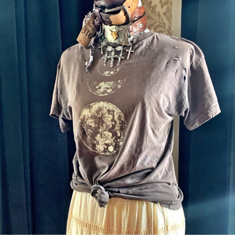 Moon Phases Distressed T-Shirt